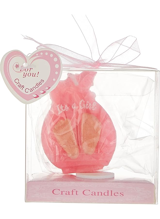 Goldedge Baby Girl Pink Candle Its A Girl Candle Baby Feet Baby Shower - Image 1