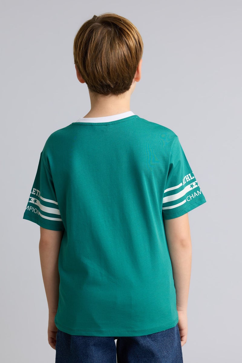 DeFacto Green Boy Boy 100% Cotton Printed T-Shirt Casual - Image 4