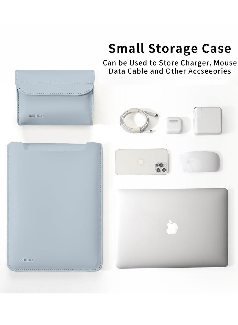 KASTWAVE Laptop Sleeve Bag, Protective Laptop Sleeve Compatible with MacBook 12 inch, Polyester Vertical Case with Pocket, PU Bag with Small Case, Blue - Image 4