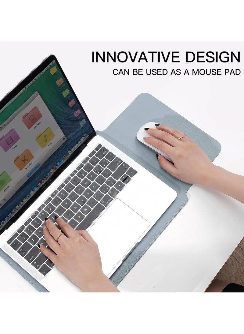 KASTWAVE Laptop Sleeve Bag, Protective Laptop Sleeve Compatible with MacBook 12 inch, Polyester Vertical Case with Pocket, PU Bag with Small Case, Blue - Image 3