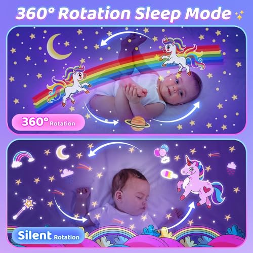 EYUVAA LABEL Abs Bunny Night Light Projector, 360° Rotatable 6 Films Shade Rechargeable LED Night Light Lamp for Kids Room, Nursery Room Décor (Light Projector), Battery Powered, 5 Volts, Pink - Image 5
