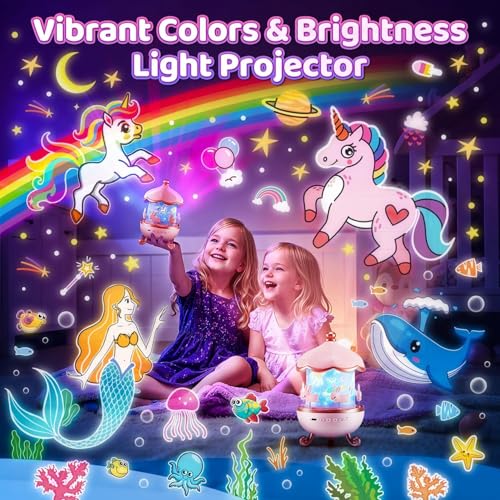 EYUVAA LABEL Abs Bunny Night Light Projector, 360° Rotatable 6 Films Shade Rechargeable LED Night Light Lamp for Kids Room, Nursery Room Décor (Light Projector), Battery Powered, 5 Volts, Pink - Image 4