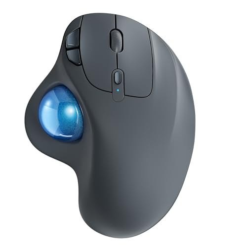 Nulea M501 Wireless Trackball Mouse, Rechargeable Ergonomic, Easy Thumb Control, Precise & Smooth Tracking, 3 Device Connection (Bluetooth or USB Receiver), Compatible for PC, Laptop, Mac, Windows. - Image 1