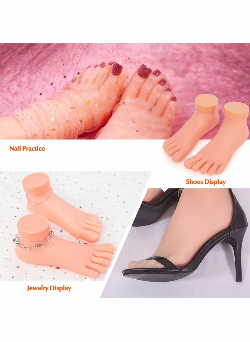 Flexible Silicone Foot Model for Nail Art Training - 1 Pair Movable Mannequin Legs for Acrylic Nails Display (Left & Right) - Image 4