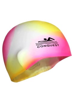 CONQUEST Silicone Swimming Cap Protect your hair and enjoy a comfortable workout with this multi-colored swimming cap 