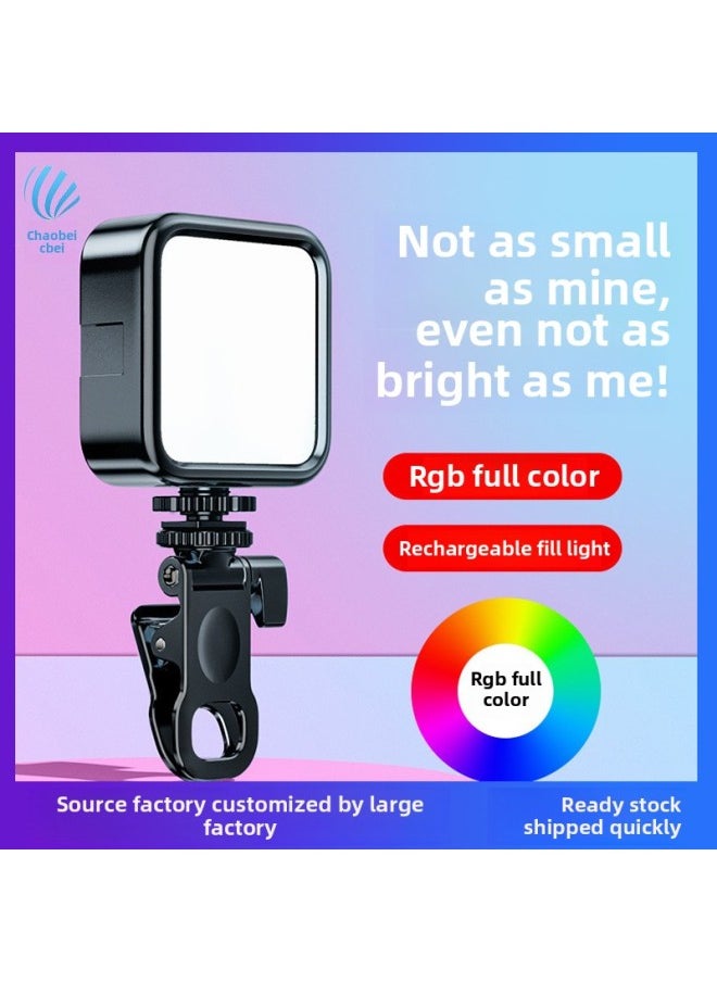 Generic Mobile Phone Fill Light Portable Mini Pocket Light Self-shooting Charging Handheld RGB Photography Outdoor Soft Light Photography-Specifications:[rgb Full Color Model] Fill Light + Desktop Tripod + Hot Shoe + Clip  - Image 2