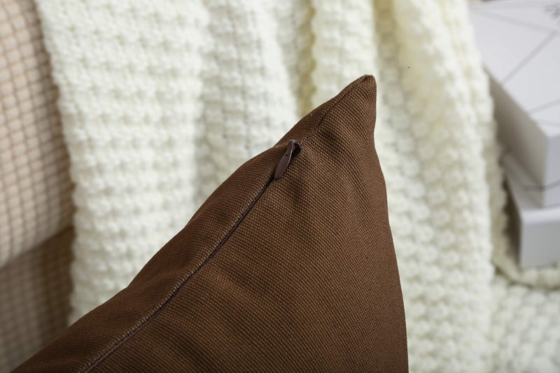 TangDepot Cotton Solid Throw Pillow Covers  20"" x 20""   Coffee  1 Count (Pack of 1) - Image 4