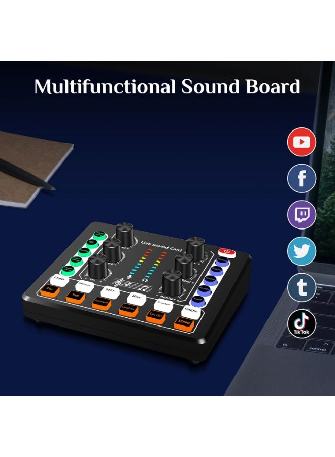 كارت صوت M8 لايف - شريحة DSP لمباشر البث الصوتي | 12 أصوات محيطة و 4 تأثيرات صوتية | ميكسر دي جي لمباشر البث、تسجيل الموسيقى、عزف الغيتار | مُغير الصوت متوافق مع تيك توك、فيس بوك、يوتيوب、البودكاستات وتسجيل الألعاب | يدعم توصيل USB و بلوتوث - Image 3