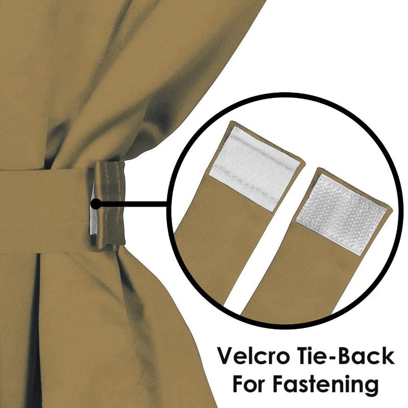 Parda Online Premium Blackout Curtains 5 Feet Set of 2 - Eyelet with Tie Back - Thermal Insulated Beige - Image 3
