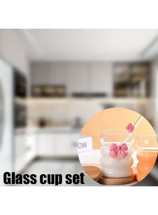 Purple 10.14oz Bow Cup With Lid And Straw For Coffee Tea Milk Smoothies - Image 4