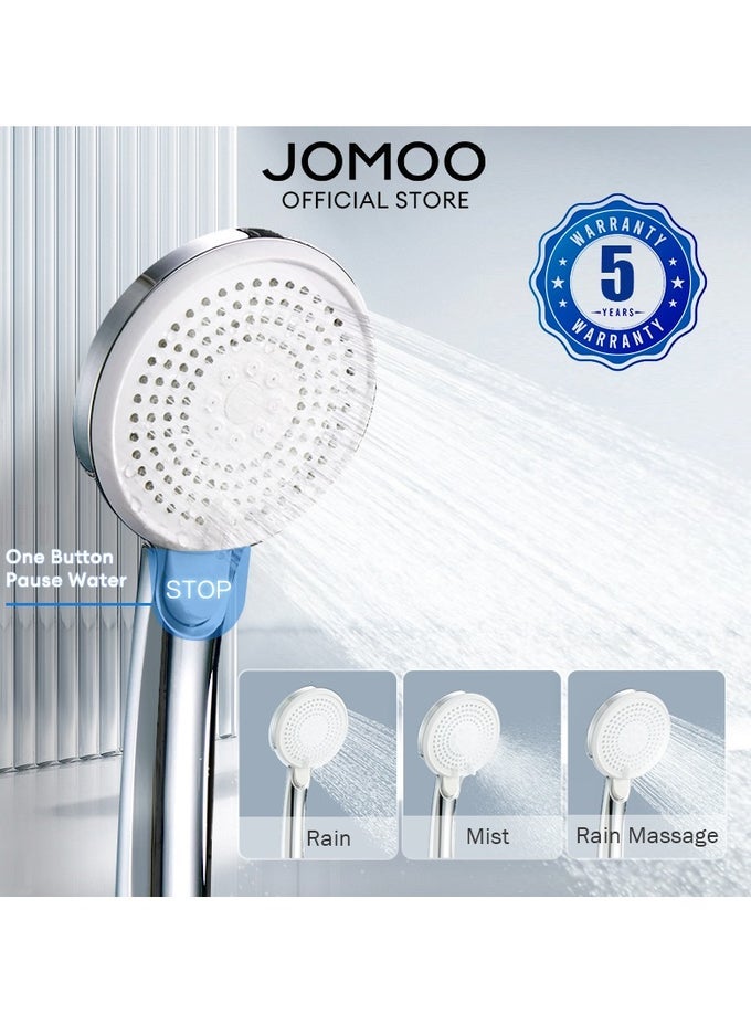 HIGH PRESSURE SHOWER HEAD WITH 3 SPRAY MODES, WATER SAVING SHOWER HEAD WITH ON/OFF PAUSE SWITCH, ANTI-CLOG NOZZLES HANDHELD SHOWERHEAD