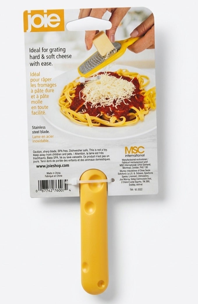 Joie Cheese Grater Yellow Handheld Stainless Steel Grater with Ergonomic Handle Compact Kitchen Tool for Cheese Vegetables Chocolate Garlic Easy Grating & Food Prep - Image 2