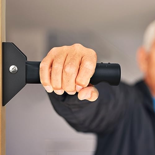 Healvaluefit Flip up Grab Bars for Elderly for Wall, 6 inch Folding Doorway Assist Handle, Handicap Grab Bars for Doorframe, Stairs Steps, Mobility Aids for Elderly, Seniors and Alzheimer (Black) - Image 1