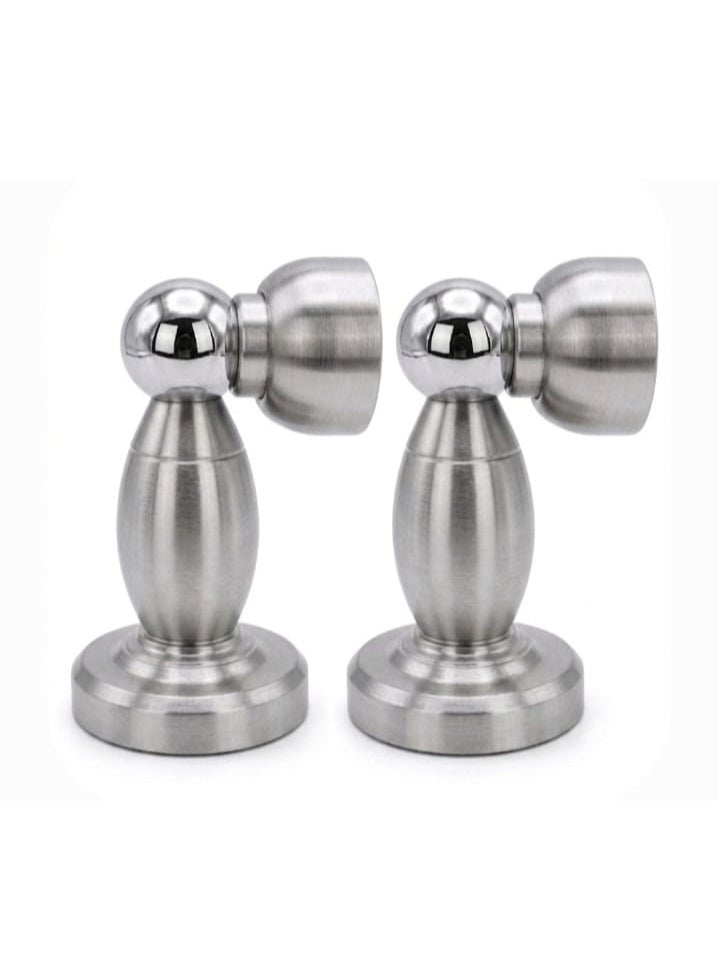 2 Magnetic Door Stop - Stainless Steel Look Door Holder incl. Fixing Material - Magnetic Door Stopper Floor and Wall Mounted