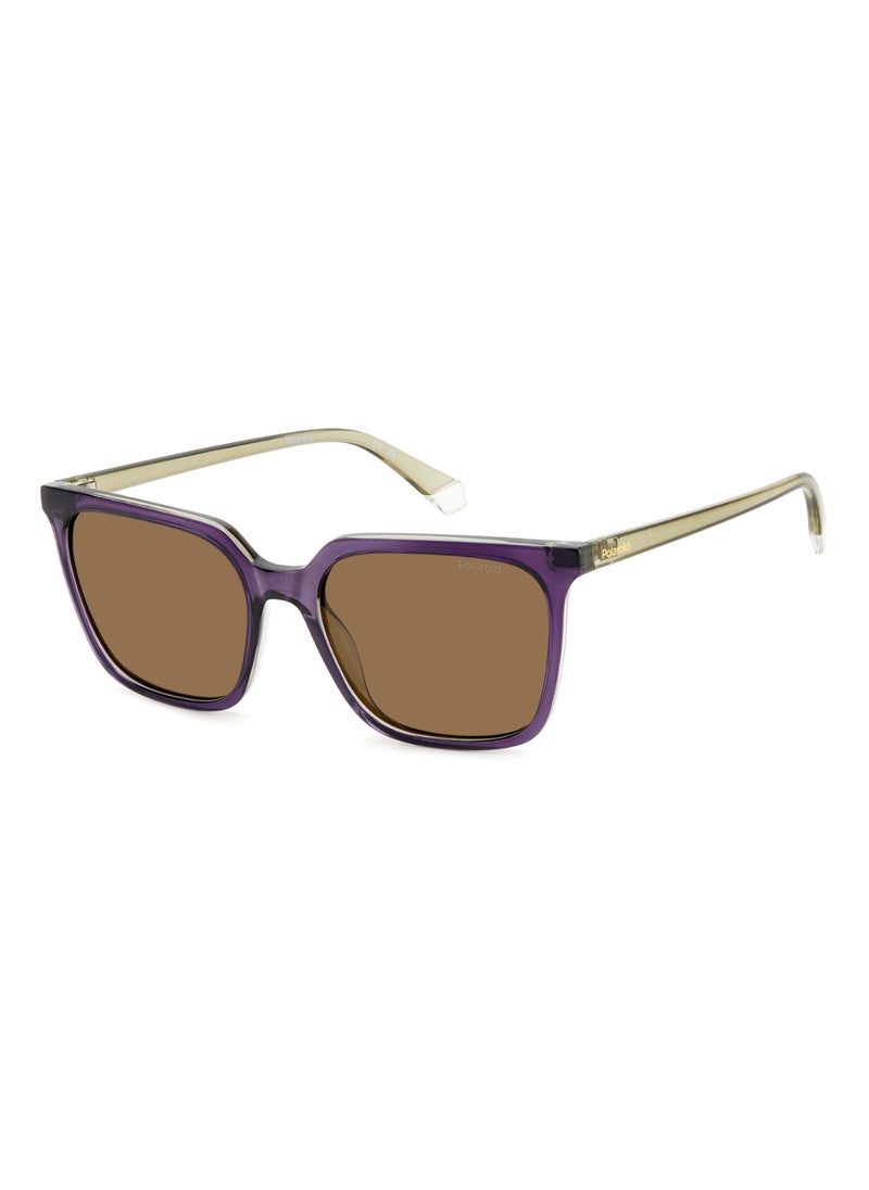 Polaroid - Women's Polarized Rectangular Shape  Sunglasses Pld 4163/S Gold 44 - Lens Size: 44 Mm - Viol Beig - Image 1