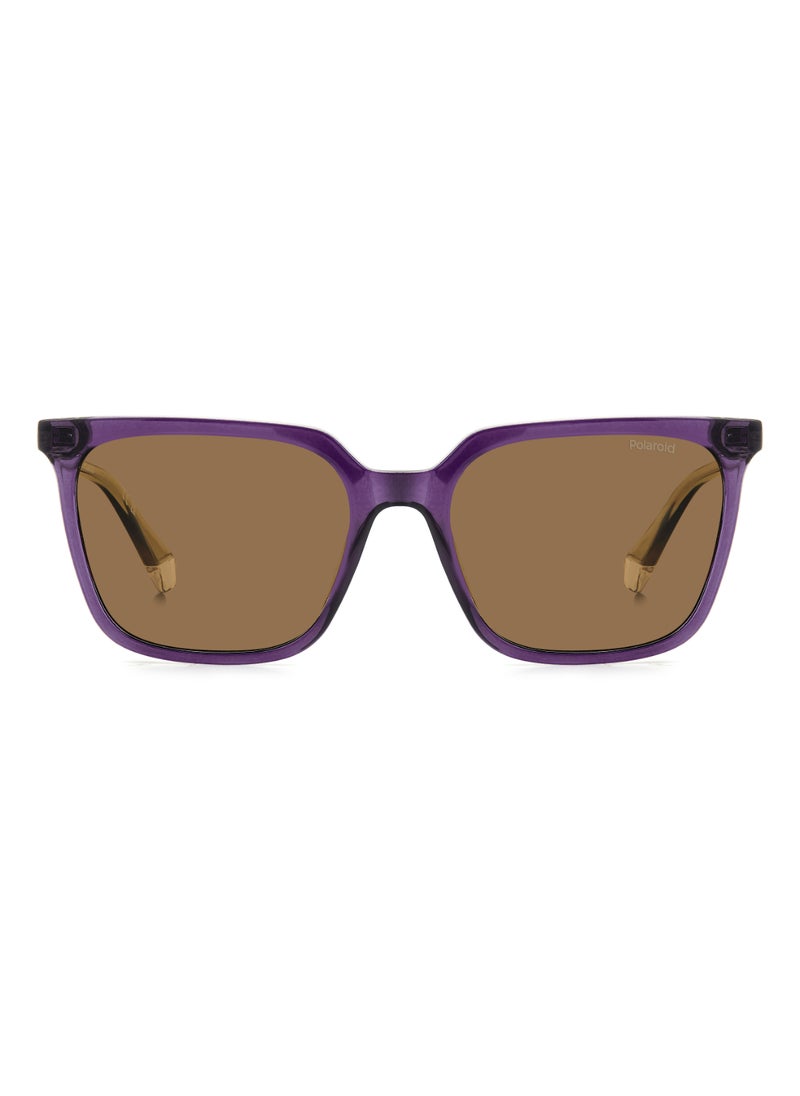 Polaroid - Women's Polarized Rectangular Shape  Sunglasses Pld 4163/S Gold 44 - Lens Size: 44 Mm - Viol Beig - Image 1