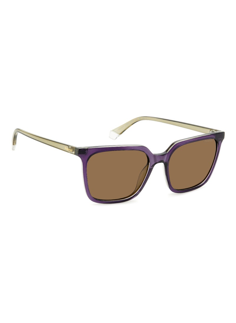 Polaroid - Women's Polarized Rectangular Shape  Sunglasses Pld 4163/S Gold 44 - Lens Size: 44 Mm - Viol Beig - Image 1