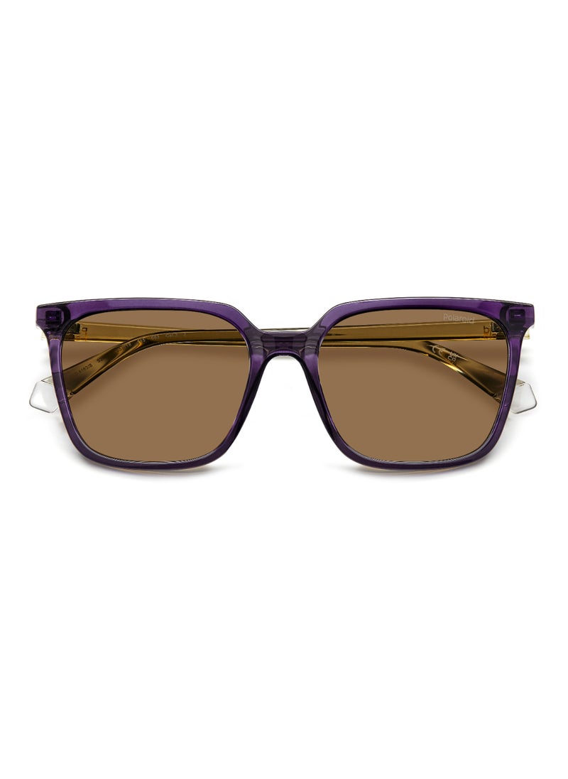 Polaroid - Women's Polarized Rectangular Shape  Sunglasses Pld 4163/S Gold 44 - Lens Size: 44 Mm - Viol Beig - Image 1