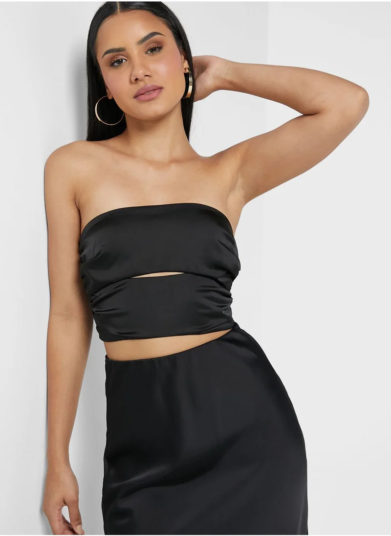 TOPSHOP Bandeau Ruched Crop Top