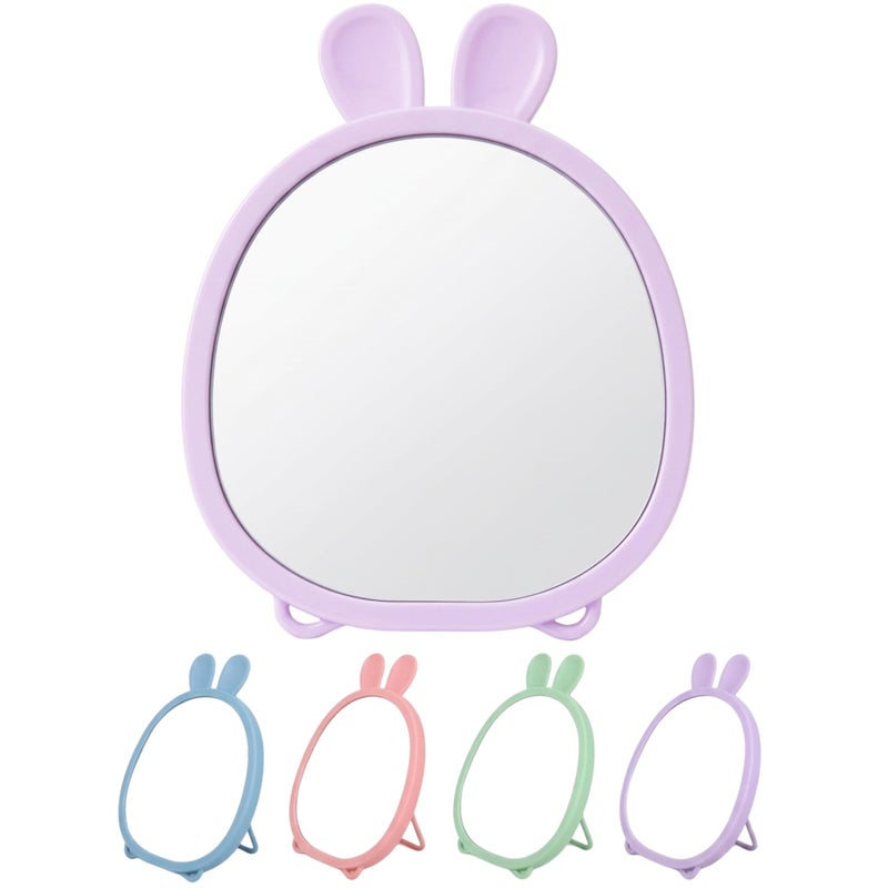 Cute Bunny Ear Desktop Vanity Mirror Foldable Portable Makeup Mirror for Dressing Table Bathroom Office Dorm Room High Clarity Glass Mirror Lightweight Freestanding Cosmetic Mirror (multicolor) - Image 1