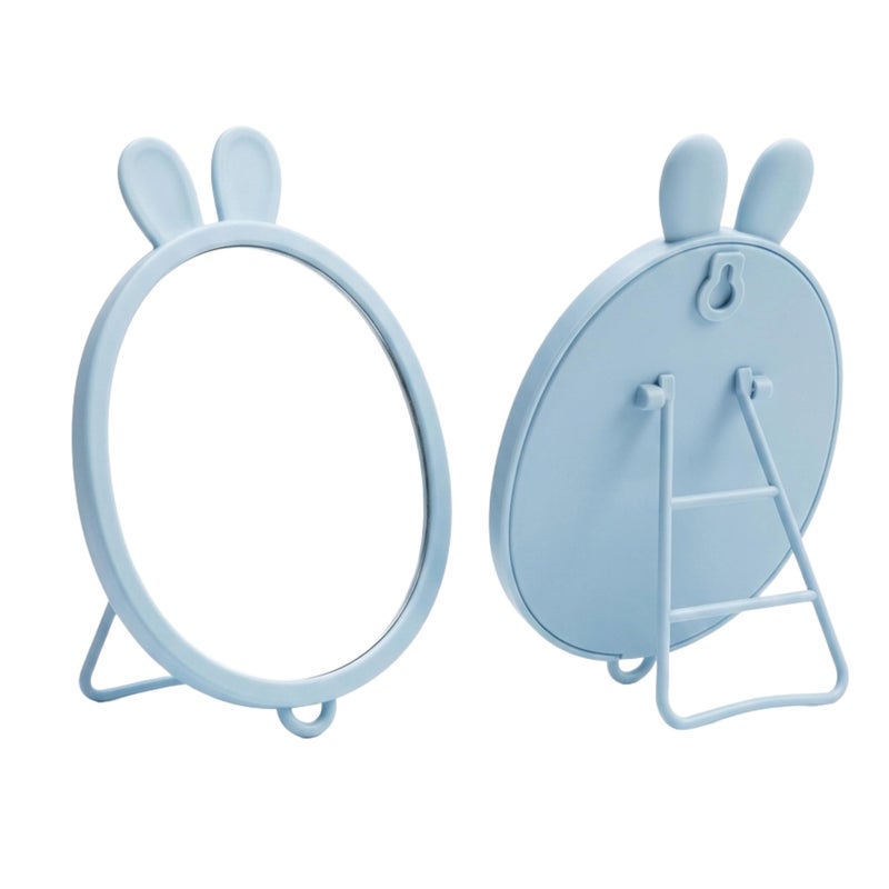 Cute Bunny Ear Desktop Vanity Mirror Foldable Portable Makeup Mirror for Dressing Table Bathroom Office Dorm Room High Clarity Glass Mirror Lightweight Freestanding Cosmetic Mirror (multicolor) - Image 2