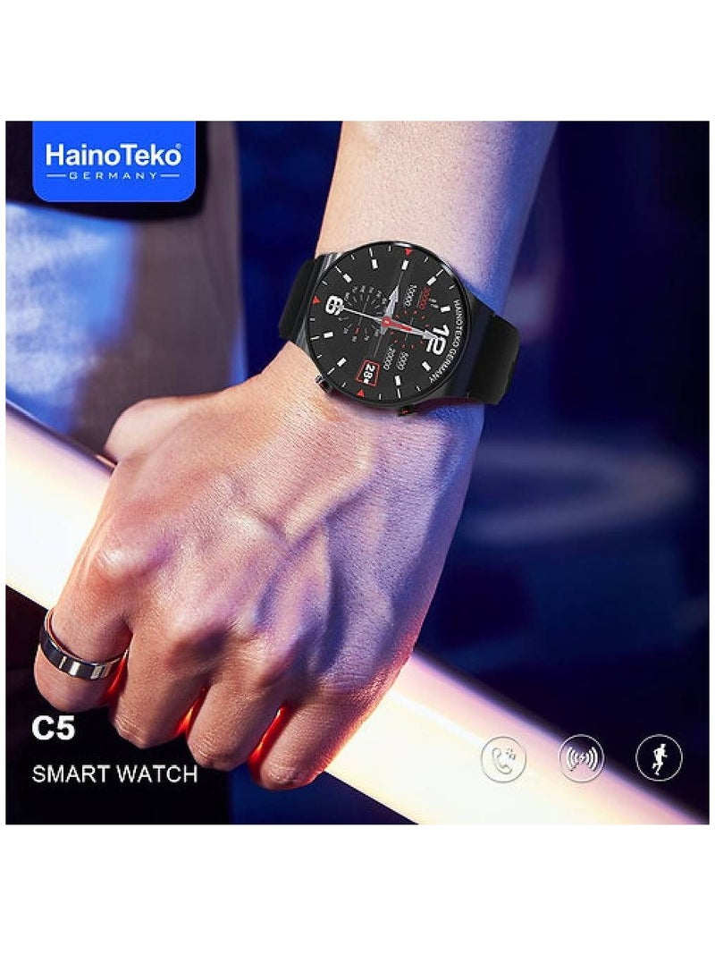 Germany C5 Waterproof Heart Rate Monitor Bluetooth Smartwatch Compatible With iPhone Android Black