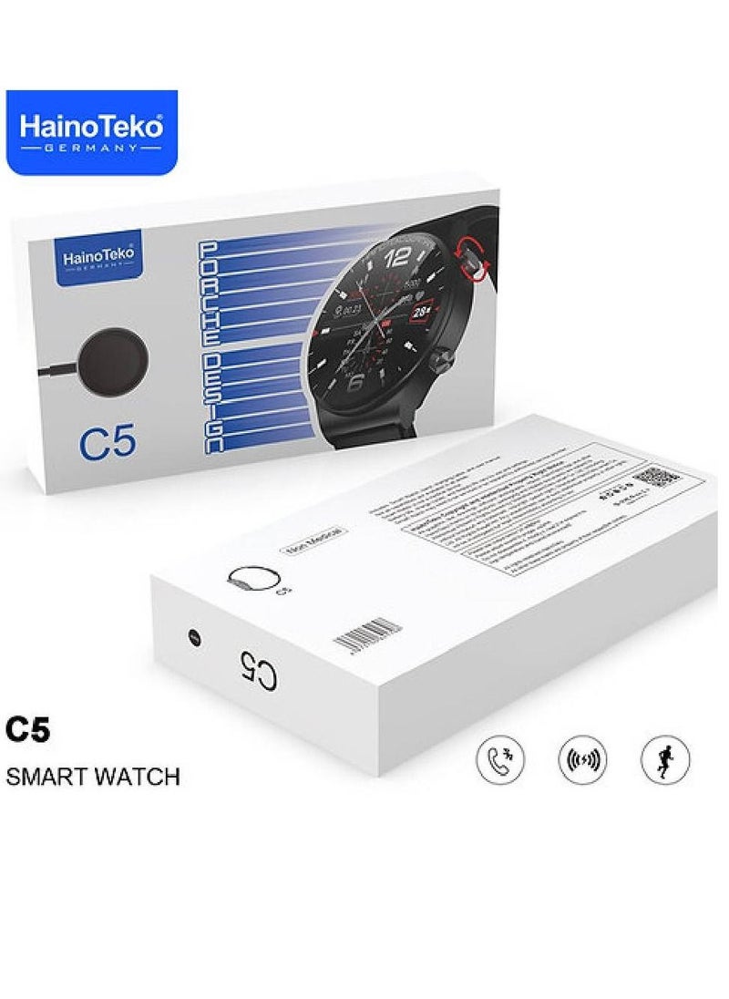 Germany C5 Waterproof Heart Rate Monitor Bluetooth Smartwatch Compatible With iPhone Android Black