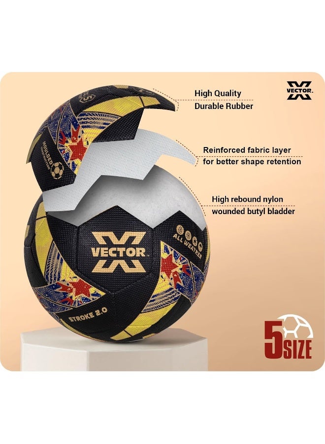 فيكتور أكس كرة قدم Vector X Stroke 2.0 مخيطة آليًا – كرة قدم متينة للتدريب والمباريات، مقاس 5، أسود/ذهبي، أداء عالي، جودة احترافية - Image 2
