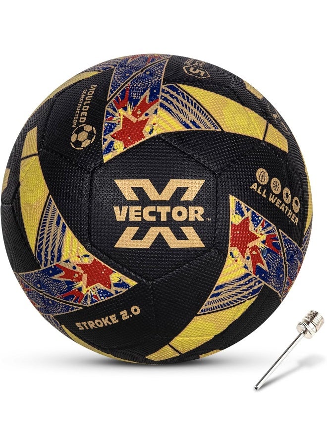فيكتور أكس كرة قدم Vector X Stroke 2.0 مخيطة آليًا – كرة قدم متينة للتدريب والمباريات، مقاس 5، أسود/ذهبي، أداء عالي، جودة احترافية - Image 1