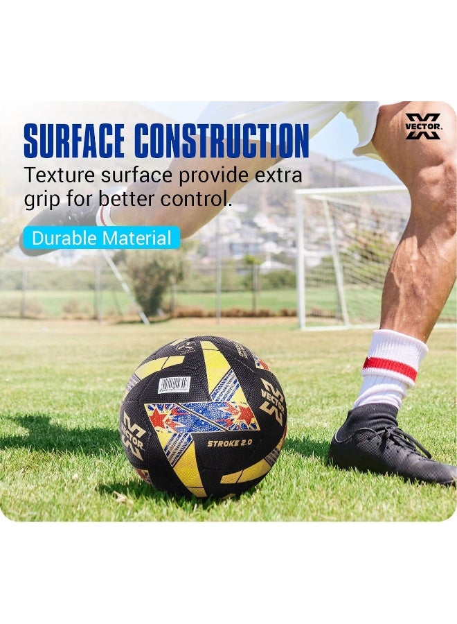 فيكتور أكس كرة قدم Vector X Stroke 2.0 مخيطة آليًا – كرة قدم متينة للتدريب والمباريات، مقاس 5، أسود/ذهبي، أداء عالي، جودة احترافية - Image 3
