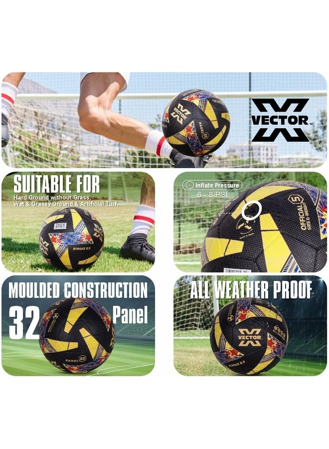 فيكتور أكس كرة قدم Vector X Stroke 2.0 مخيطة آليًا – كرة قدم متينة للتدريب والمباريات، مقاس 5، أسود/ذهبي، أداء عالي، جودة احترافية - Image 4