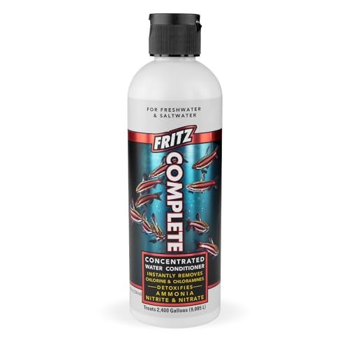 Fritz Aquatics Fritz Complete – Concentrated Water Conditioner/Tap Water Dechlorinator, Instantly Detoxifies Chlorine, Chloramines, Heavy Metals, Ammonia, Nitrite/Nitrates, for Fresh and Saltwater (8 oz) - Image 1
