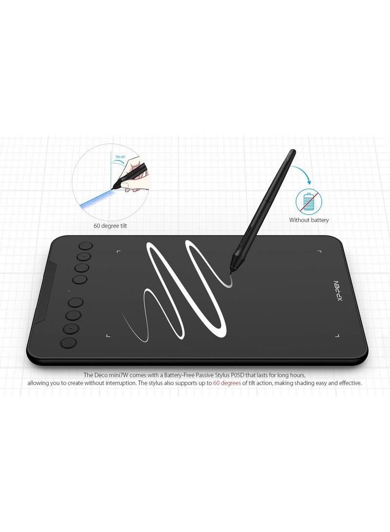 XP-PEN Deco Mini7 V2 Drawing Tablet, 16384 Levels Pressure Stylus, 7×4 Inch OSU Graphic Tablet, 8 Hotkeys for Digital Art - Image 4