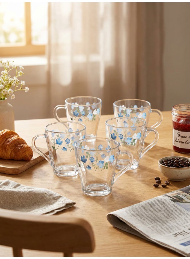 Luminarc Mahak Laflorita 6 piece Tea & Coffee Mug Set 28 cl, Tempered Glass, Dishwasher safe, Micowave safe - Image 3