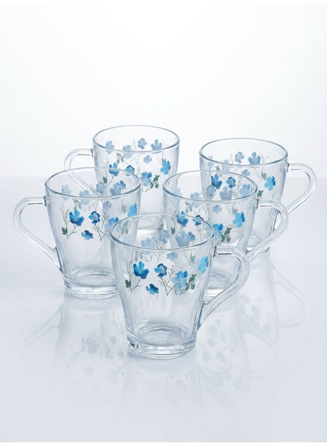 Luminarc Mahak Laflorita 6 piece Tea & Coffee Mug Set 28 cl, Tempered Glass, Dishwasher safe, Micowave safe - Image 1
