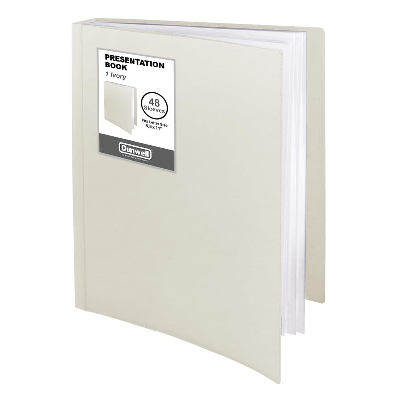 Dunwell Presentation Binder 48-Pocket  Displays 96 Pages  8.5X11 Portfolio Binder With Plastic Sleeves  Storage And Organizer For Documents  Photos  Kids Artwork  Projects  Recipes (Ivory) - Image 1