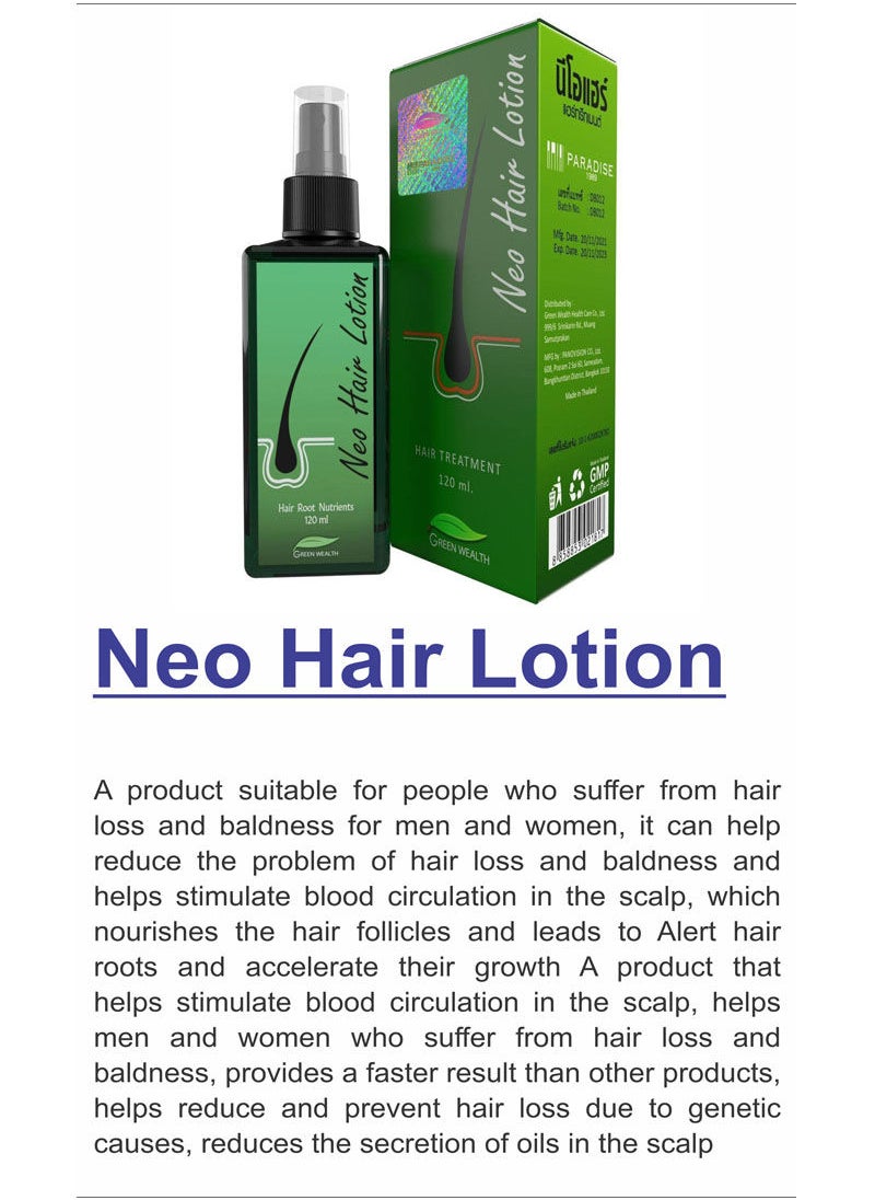 Neo - Green Wealth Neo Hair Lotion 100% Original 120ml Stop Loss + Derma Roller - Image 1