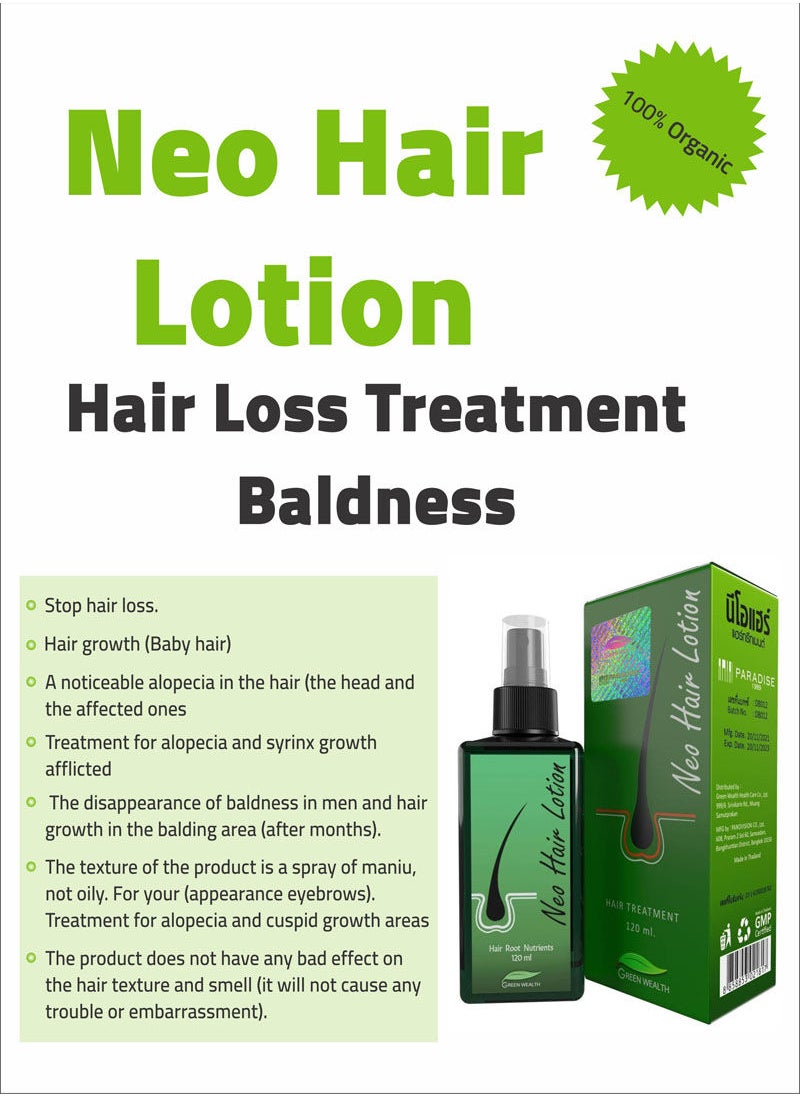 Neo - Green Wealth Neo Hair Lotion 100% Original 120ml Stop Loss + Derma Roller - Image 1