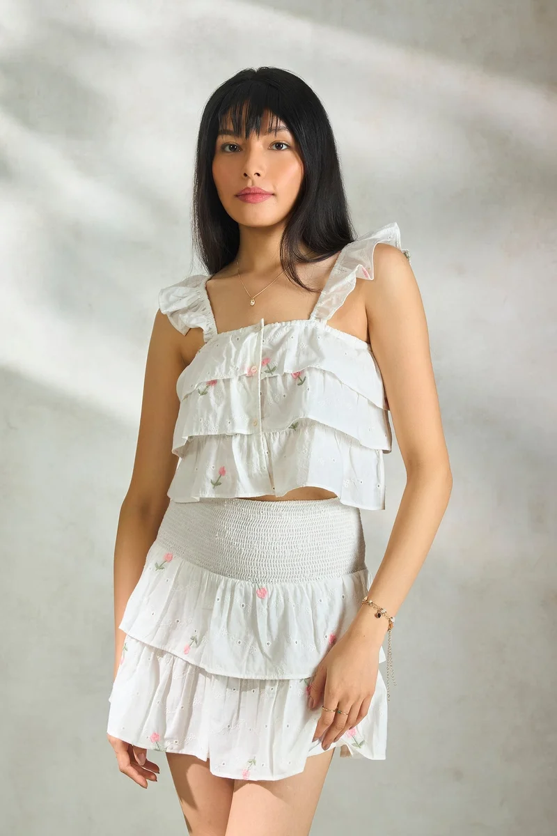 Virgio Cotton Tiered Vacation Tops for Women