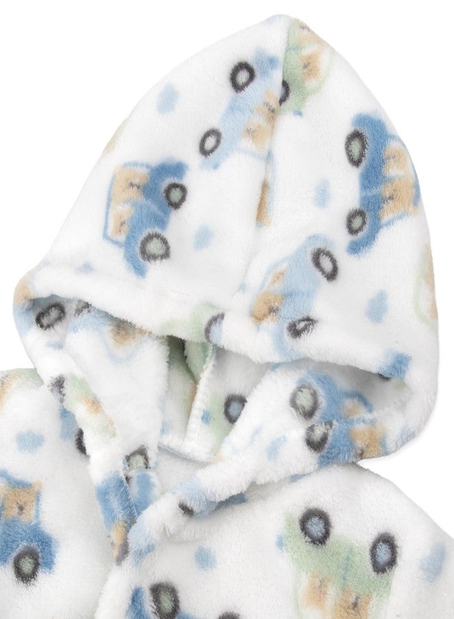 Baby Essentials Baby Bathrobe & Minky Lovey Blanket Set - Hooded Robe & Snuggler for Boys & Girls (0-9 Months) (Cars and Bear) - Image 2