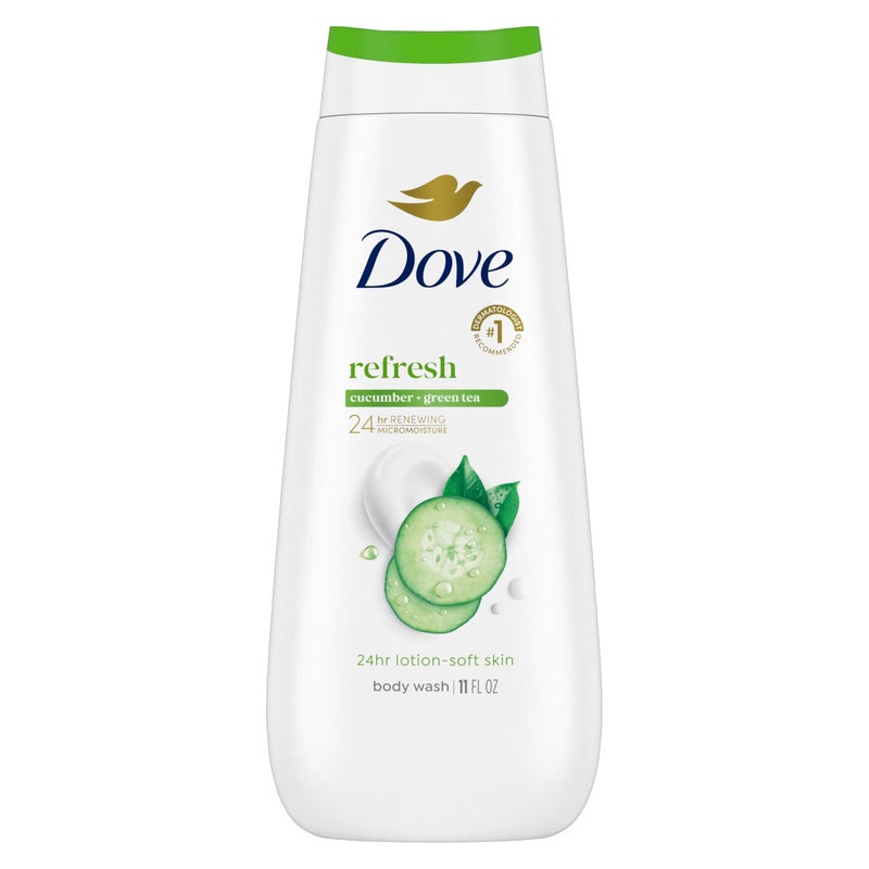 Dove Body Wash 12 Ounce Go Fresh Cucumber & Green Tea (354ml) (3 Pack) - Image 1