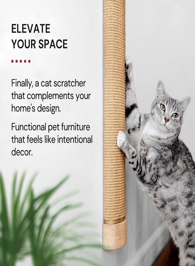 7 Ruby Road Large Cat Scratcher Wall Mounted - Refillable Sisal Scratch Pad - Cute Scratching Post for Indoor Cats and Kitten - Tall Vertical Mount - Modern Wooden Cat Wall Furniture and Scratchers - Image 3