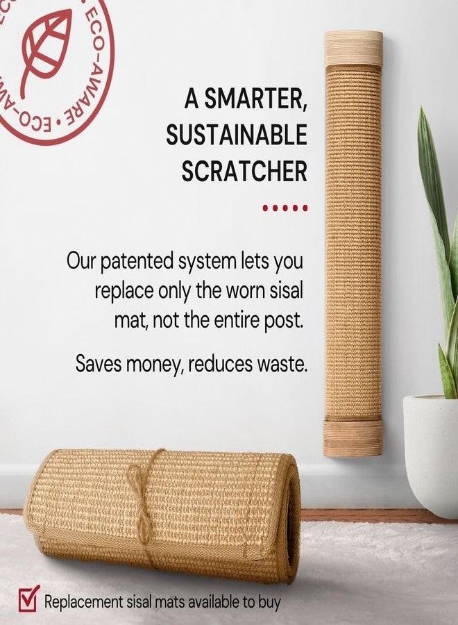 7 Ruby Road Large Cat Scratcher Wall Mounted - Refillable Sisal Scratch Pad - Cute Scratching Post for Indoor Cats and Kitten - Tall Vertical Mount - Modern Wooden Cat Wall Furniture and Scratchers - Image 2