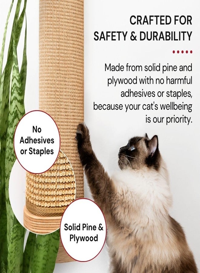 7 Ruby Road Large Cat Scratcher Wall Mounted - Refillable Sisal Scratch Pad - Cute Scratching Post for Indoor Cats and Kitten - Tall Vertical Mount - Modern Wooden Cat Wall Furniture and Scratchers - Image 5