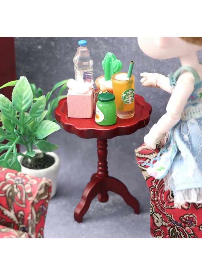 Cutemini Miniature Dollhouse Furniture Round Side Table 1/12 Scale Stool Model for Doll House Room Scenes Decoration Gift (Brown) - Image 5