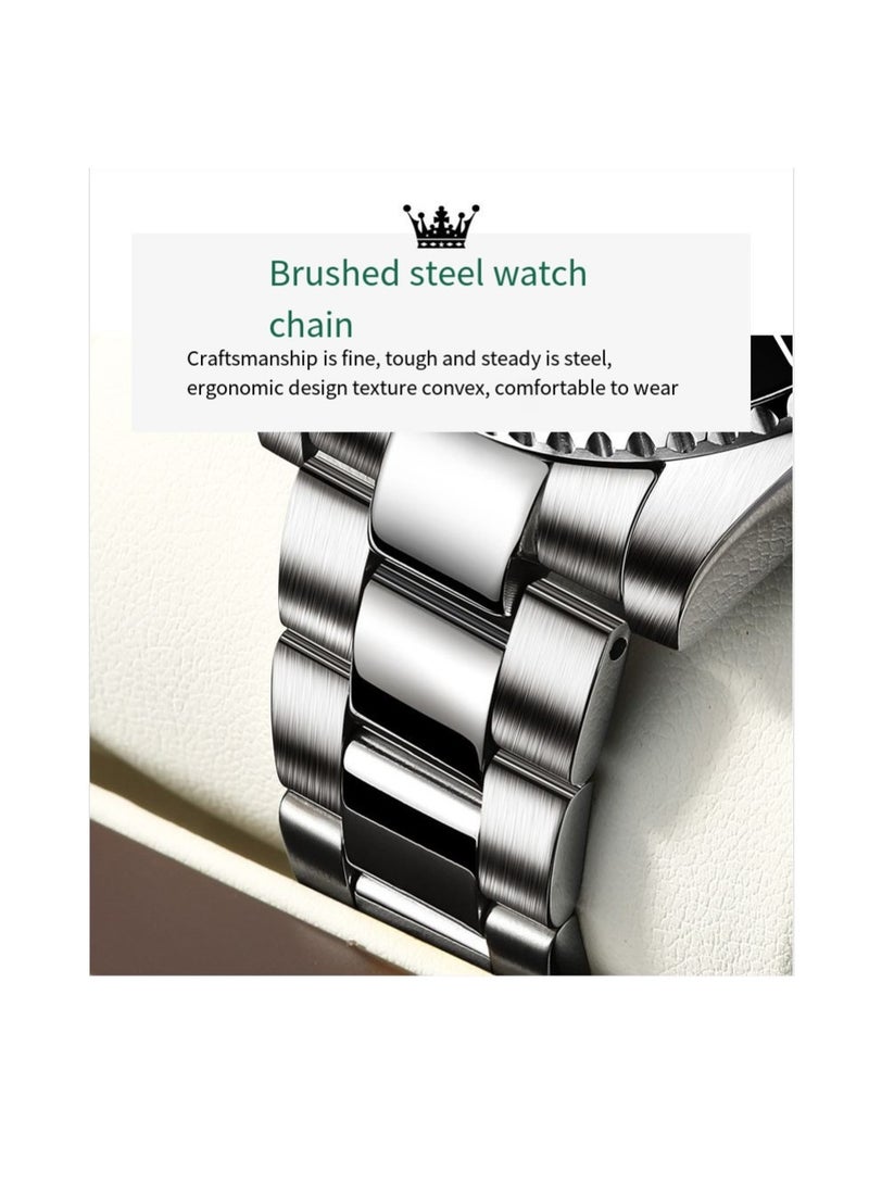 أوليفز ساعة  للرجال من الفولاذ المقاوم للصدأ الماسية كوارتز للأعمال مقاومة للماء ومضيئة كاجوال فاخرة - Image 5