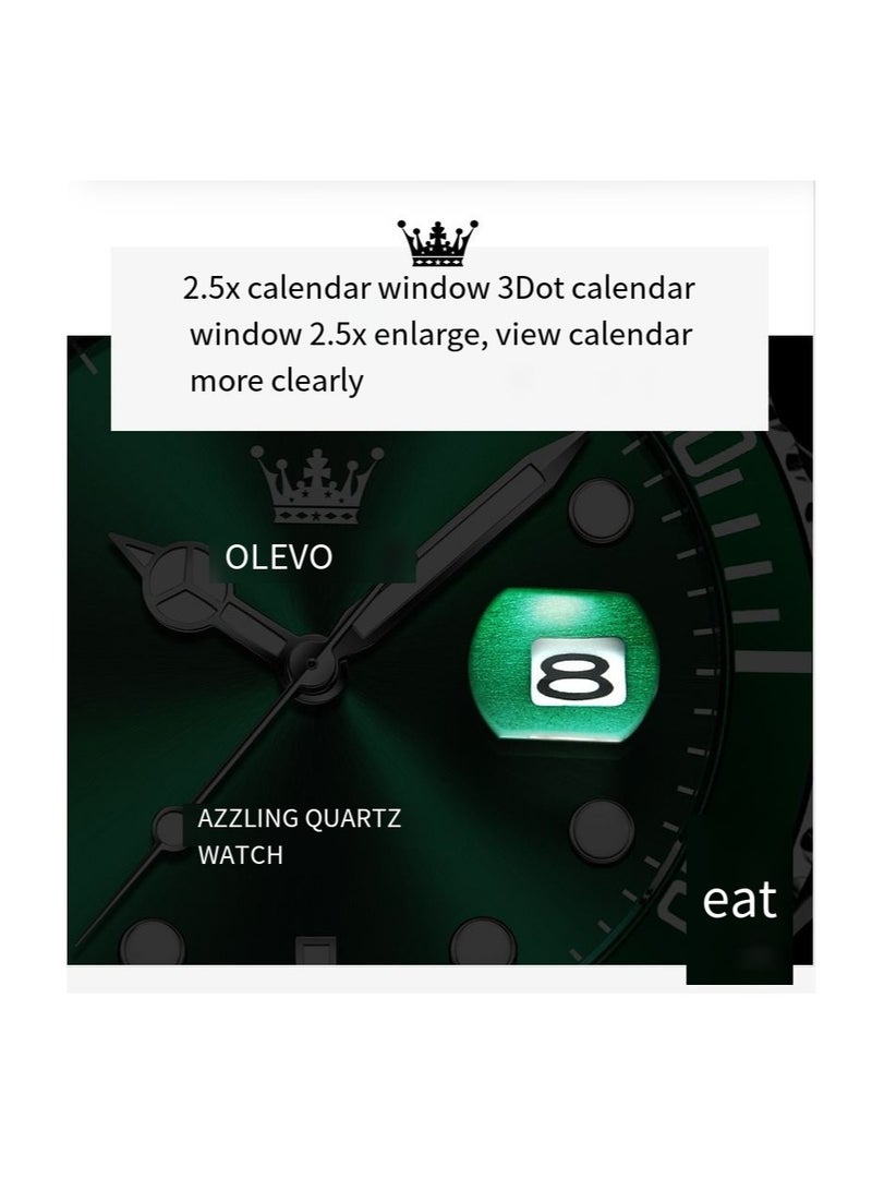 أوليفز ساعة  للرجال من الفولاذ المقاوم للصدأ الماسية كوارتز للأعمال مقاومة للماء ومضيئة كاجوال فاخرة - Image 4