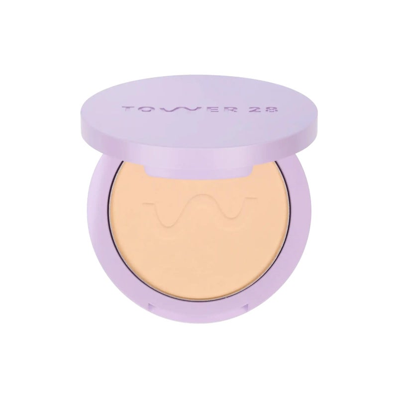 Tower 28 GetSet Pressed Setting Powder - Talc-Free Face Powder for Sensitive Skin with Kaolin Clay + Squalane - Brightens + Sets Face Makeup - Transfer/Sweat-Proof - Balboa Banana (0.35 oz) - Image 1