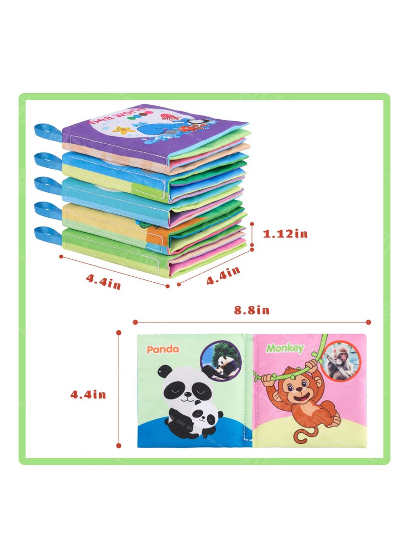 SOLARAE Baby Bath Books, Non-Toxic, Waterproof and Durable, Soft Fabric, for Baby Infant Toddler Kids, Bathtub Pool and Early Education First Toys for Infant Newborn Baby Toddlers Kids Birthday Gifts(5PCS ) - Image 5