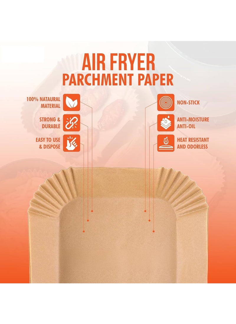 MMG 100 Pcs Air Fryer Disposable Paper Liner, Air Fryer Liners Square, Baking Paper for Air Fryer Water-proof, Parchment Paper for Baking Roasting Microwave, 16 CM (6.3 inch)  - Image 3